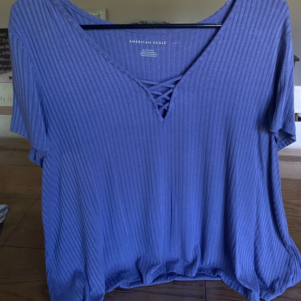 American Eagle cross cross in front shirt